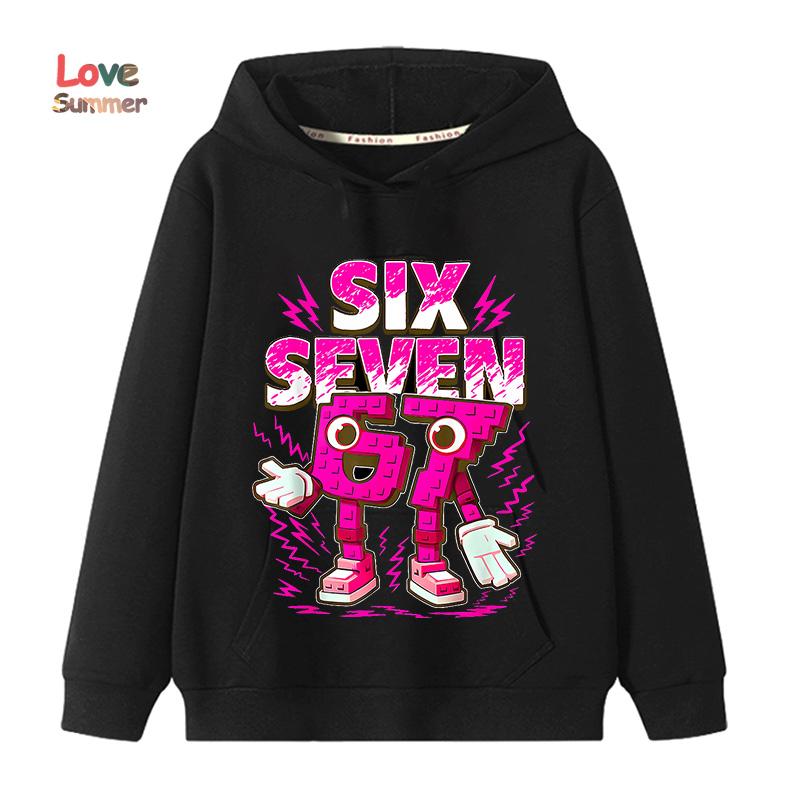 67 Six Seven Italienischer Hirnfraß Hoodie Lustiger Grafik-Pullover Mädchen Jungen Fleece Warm Kinder Herbst-Hoodie Lässiges Unisex Sweatshirt
