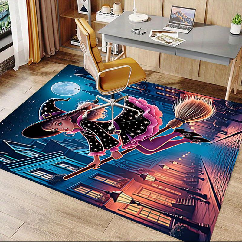 1PC Witch Broomstick Non-Slip Floor Carpet Compatible for Office&Living Room&Bedroom&Dining Room - Flat-Weave Machine-W296