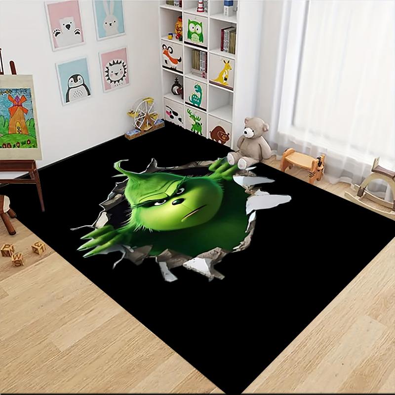 Grinch Through Wall Carpet Rug Soft Washable Antislip Home Living Room Sofa Mats Personalized Christmas Rug