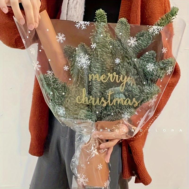 2Packs 20Pcs Per Pack Waterproof Transparent Snowflake Cellophane Flower Wrapping Paper Gift Wrapping Paper Flower Bouquet Supplies Gift Packaging