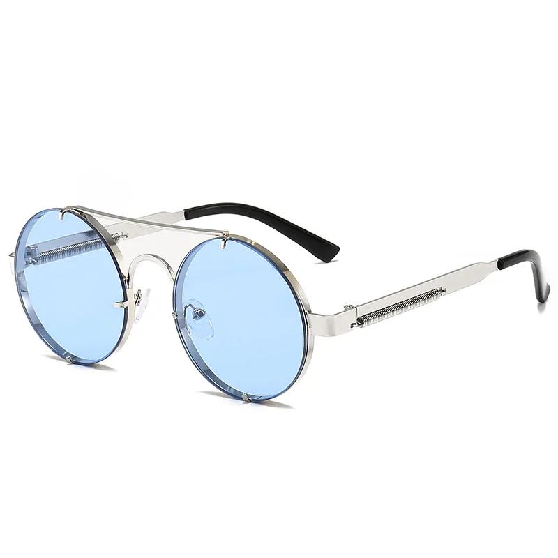 Metal Round Steampunk Rimless Sunglasses Women Fashion Brand Designer Vintage Elastic Sun Glasses For Men Lentes