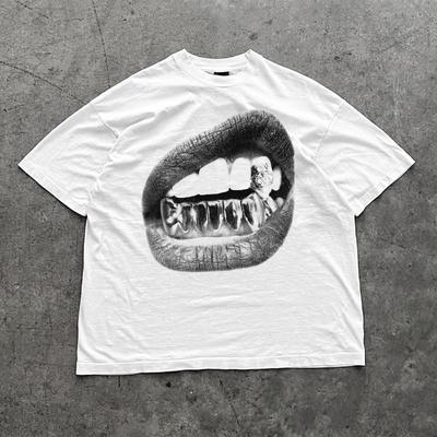 Big Lips Y2k Mouth T Shirt  Grillz White T Shirt Unisex Y2k Shirt Streetwear T Shirt