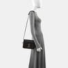 [Gebraucht] Tb Kleine Schwarze Leder Geprägte Tb Schultertasche Crossbody Tasche Goldene Beschläge Abnehmbarer Riemen - Ausgezeichnet #1BWBCE