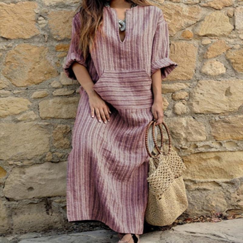 

Новое весенне-летнее свободное длинное платье из хлопка и льна с карманами больших размеров Женское свободное длинное платье из хлопка и льна с карманами из окрашенной пряжи весна-лето S красный