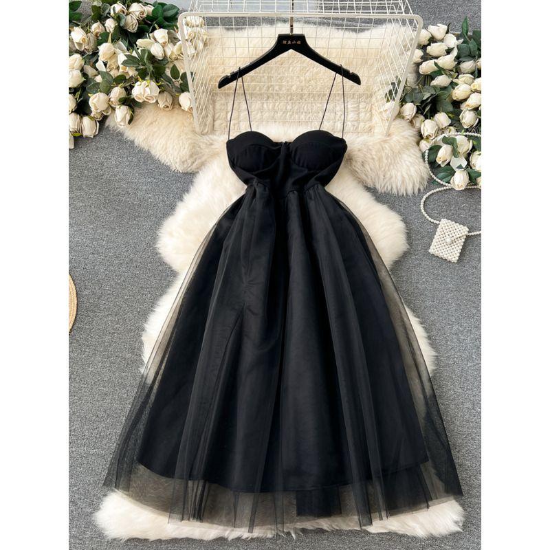 Sexy Bandeau Slim-Fit Gauzy Gown Graceful Slip Dress