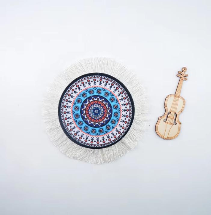 Tea Cup Mat Mandala Persian Carpet Tea Cup Mat Trkiye Middle East Art National Style Cup Mat Desk Pad Fringed Edge Desk Mat