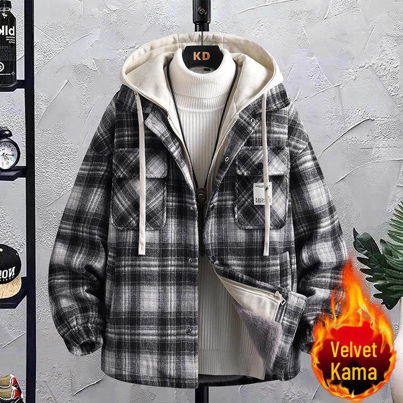 Trendiger zweiteiliger Mantel aus Kunstwolle mit Samtfutter für Herren