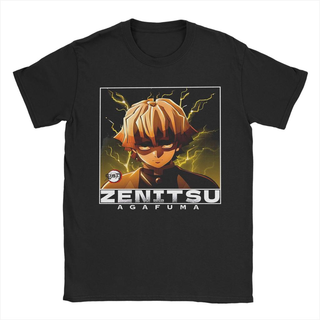 Zenitsu Agatsuma Demon Slayer T-Shirts für Herren Damen 100% Baumwolle Fantastische T-Shirts O-Ausschnitt T-Shirt Kurzarm Tops Geschenkidee
