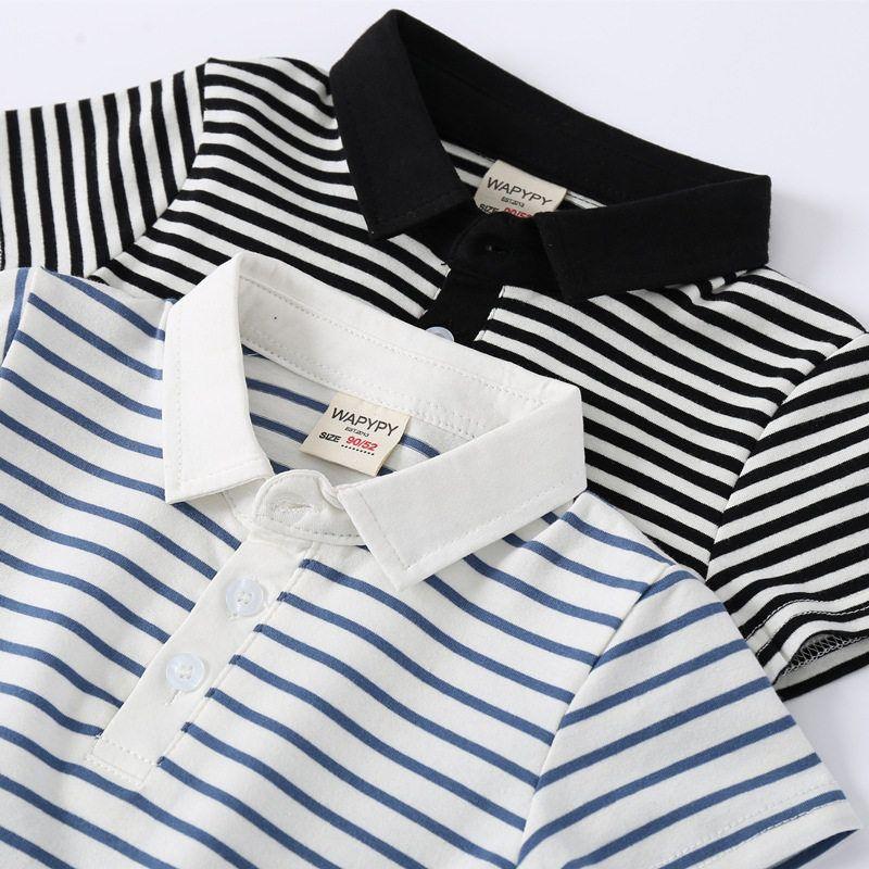 Boys' Stripes Short Sleeve T-shirt Clothes Children's Clothing Summer Children's Polo Shirt K-style Baby Boys' Lapel Half Sleeve Tops