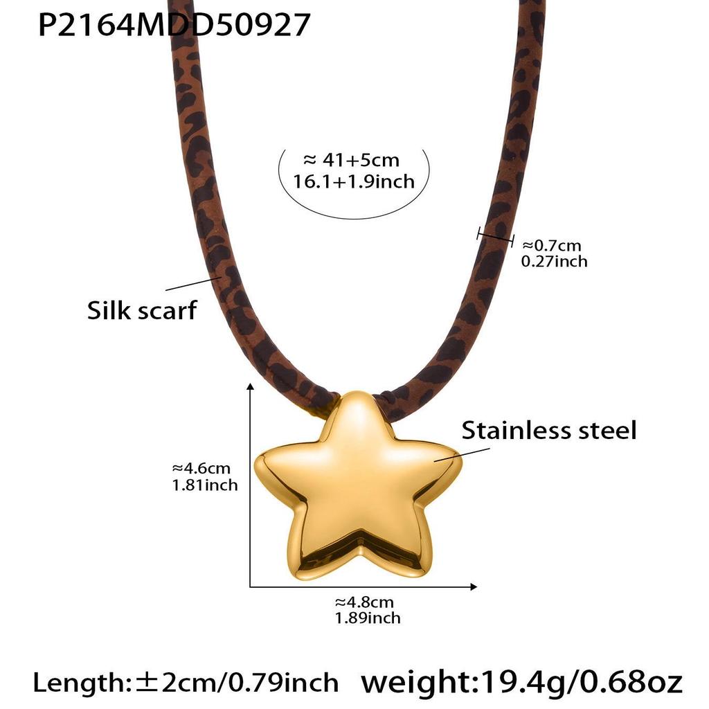 Qiong Yao Design Sense Photochromic Geometric Pendant, Long Leopard Print Necklace, Simple 18K Gold Plated Clavicle Chain.