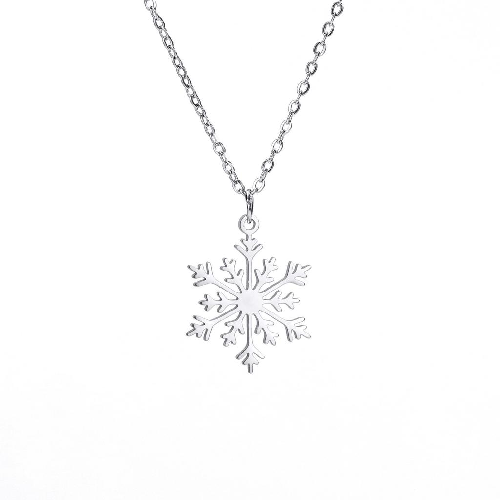 Elegant Snowflake Pendant Necklace Women's Christmas Party Jewelry Accessory Holiday Gift