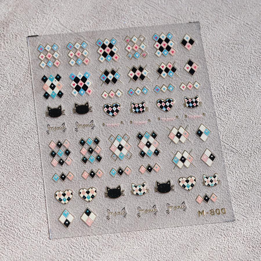 

TENSOR Gold Heart Grid Frosted Self-Adhesive Nail Stickers (Hot Stamping Series M-800)