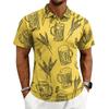 Men's Casual Printed Short Sleeve Button Down Shirt Collar Summer Top