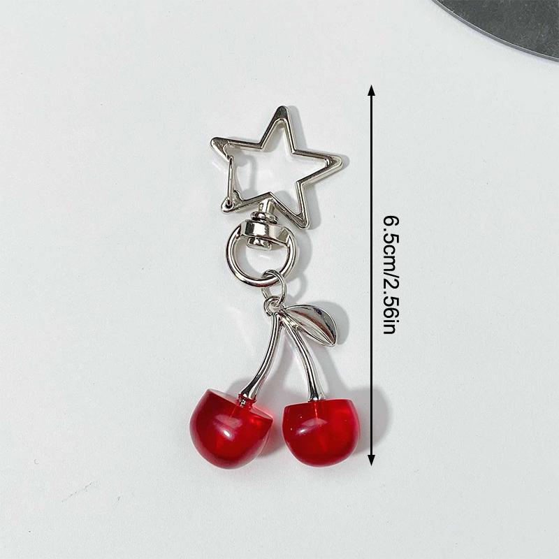 Korean  Cherry Keyring Sweet Fresh Simulation Fruits Keychain Women Girls Bag Pendant Handbag Shoulder Bags Keychain