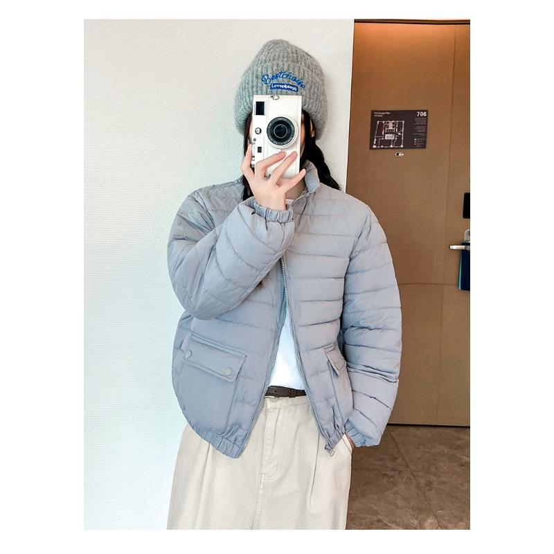 Lightweight Down Cotton Coat, Women's Short Autumn and Winter New College Stand Collar, Versatile Casual Cotton Coat, Small Person Cotton Jacket