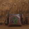 Johnature Vintage Embossed Women's Bag Genuine Leather Large Capacity Versatile Shoulder & Crossbody Bags