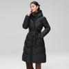 Giacca Lunga da Donna Invernale in Piuma d'Anatra e Cotone con Cintura Spessa Calda Lusso Slim Parka con Cappuccio