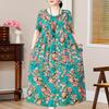 Abiti eleganti taglie forti per donna Abito lungo vintage a maniche corte allentato casual