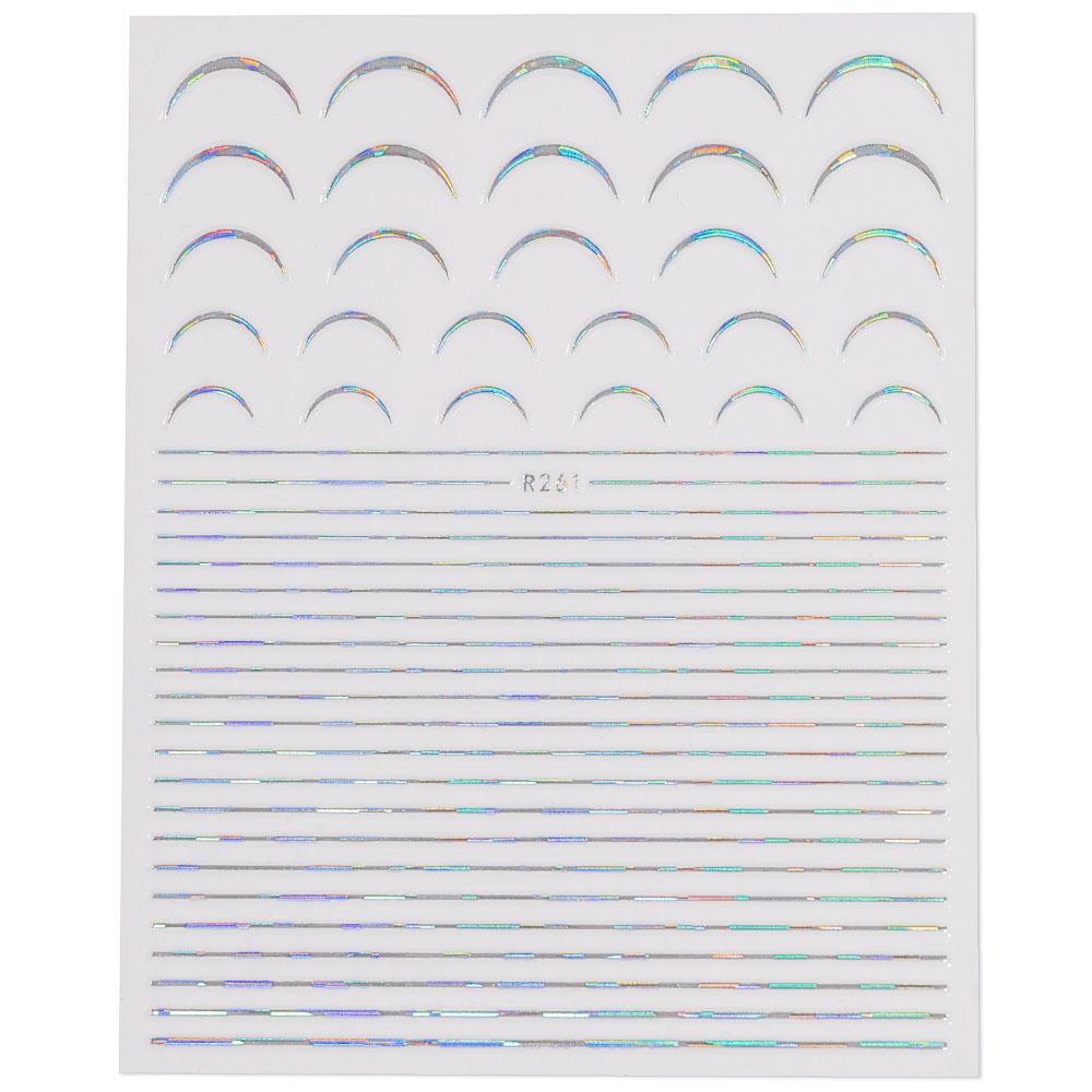 Nálepka na francouzskou manikúru Hotpress Diy Zlatá a stříbrná Samolepka na nehty ve tvaru U plus horizontální linie Nude