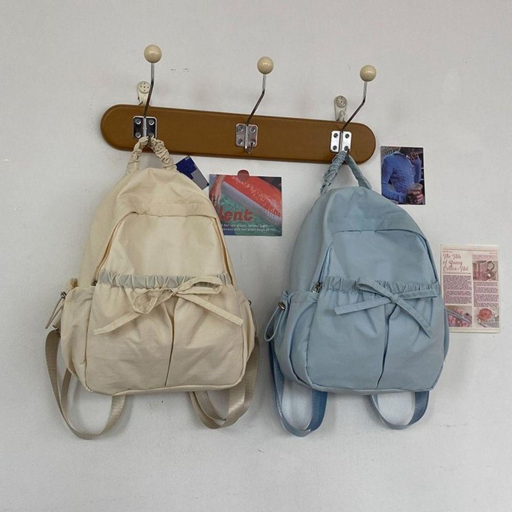 Handbag Nylon Backpack Korean Style Shoulders Bag Cute Bow Backpack  Office Worker