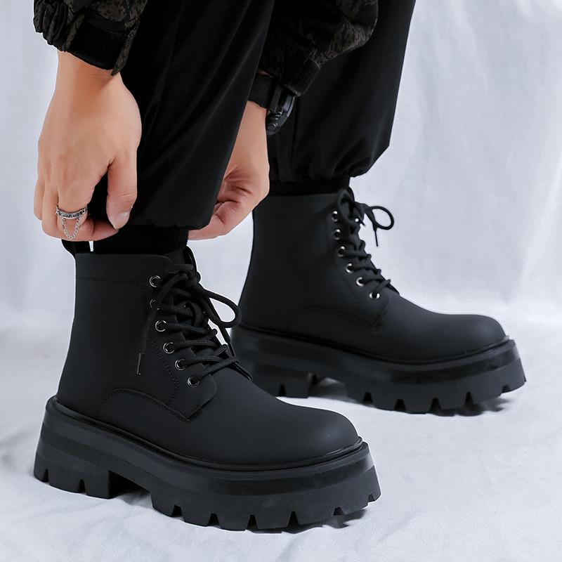 2024 men's Martin boots high-top lace-up heightening British style autumn and winter velvet tooling versatile boots 70077-R