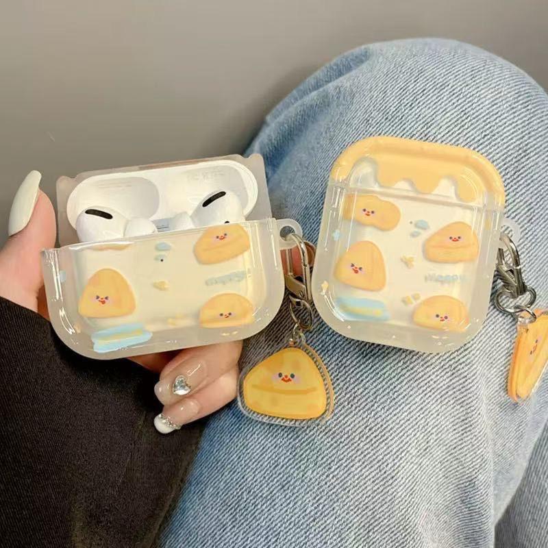 Cartoon Yellow Cream Cheese Bread Earphone Case for AirPods Pro 3 2 Headset Protective Cover For Air Pods 4 3 2 1 With Cartoon Cheese Star Pendant