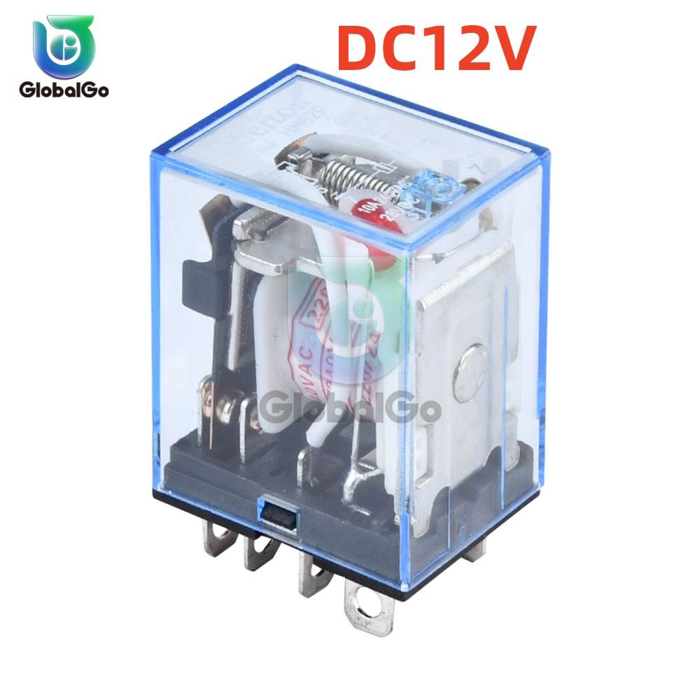 AC 220V DC 12V 24V 10A 8PIN Coil Power Relay Electronic Mini Electromagnetic Relay Module DPDT LY2NJ Socket Base