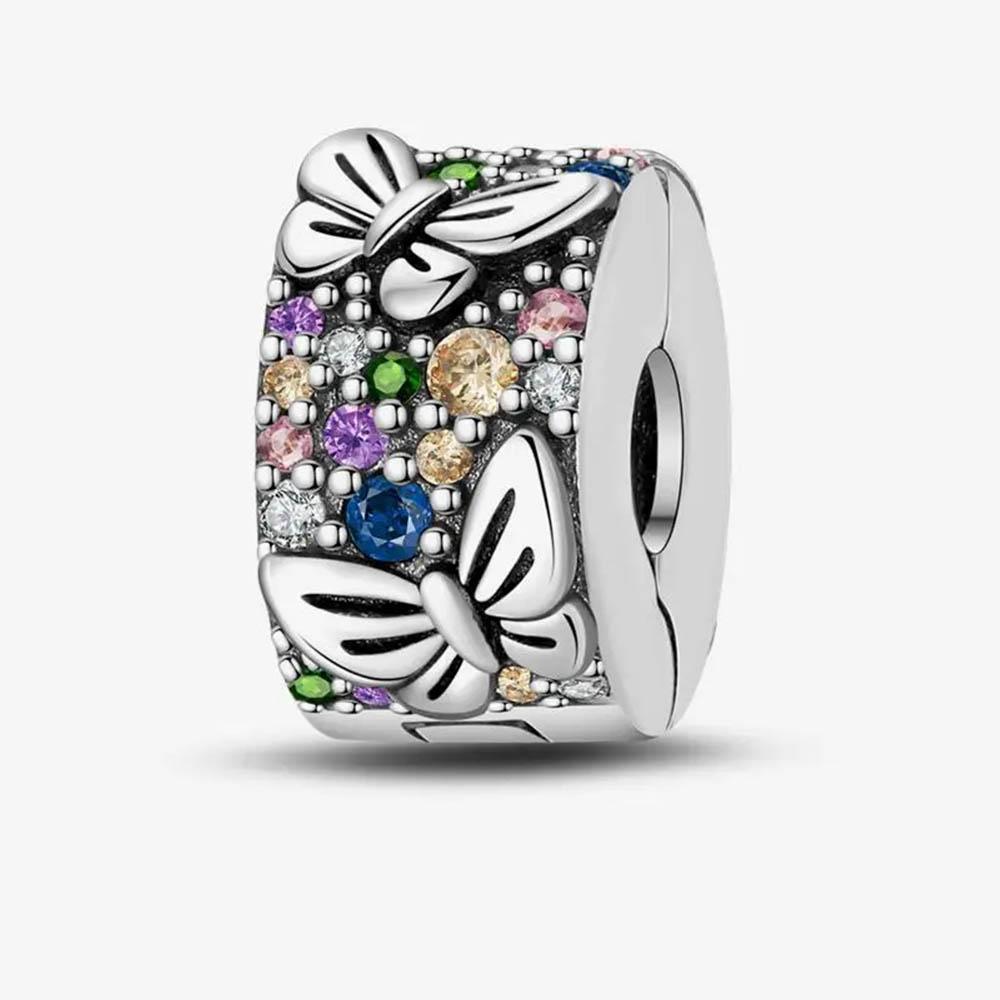 New In Color Zircon Angle Round Clip Bead Fit Pan Original Bracelet Women Copper Safety Chain Jewelry Gift