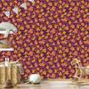Intricate floral pattern wallpaper in burgundy, red and orange 50x1000