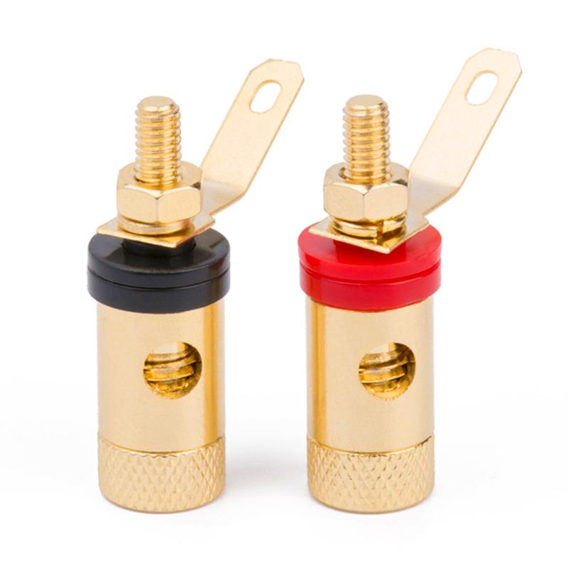 4Pcs Gold Plated Amplifier Speaker DIY Lengthen Terminal Binding Post Banana Plug Socket Connector Suitable for 4mm Banana Plugs