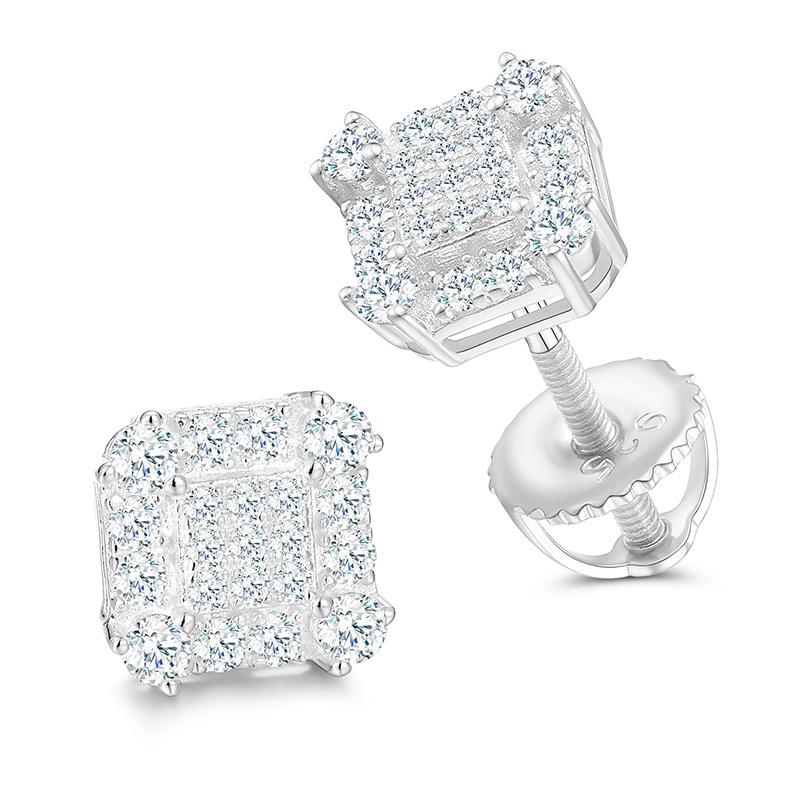 Orecchini a Bottone alla Moda Placcati Oro 18K Argento Sterling 925 Orecchini a Cerchio Pietra Preziosa Moissanite Piercing Uomini Donne Orecchini Anti-appannamento
