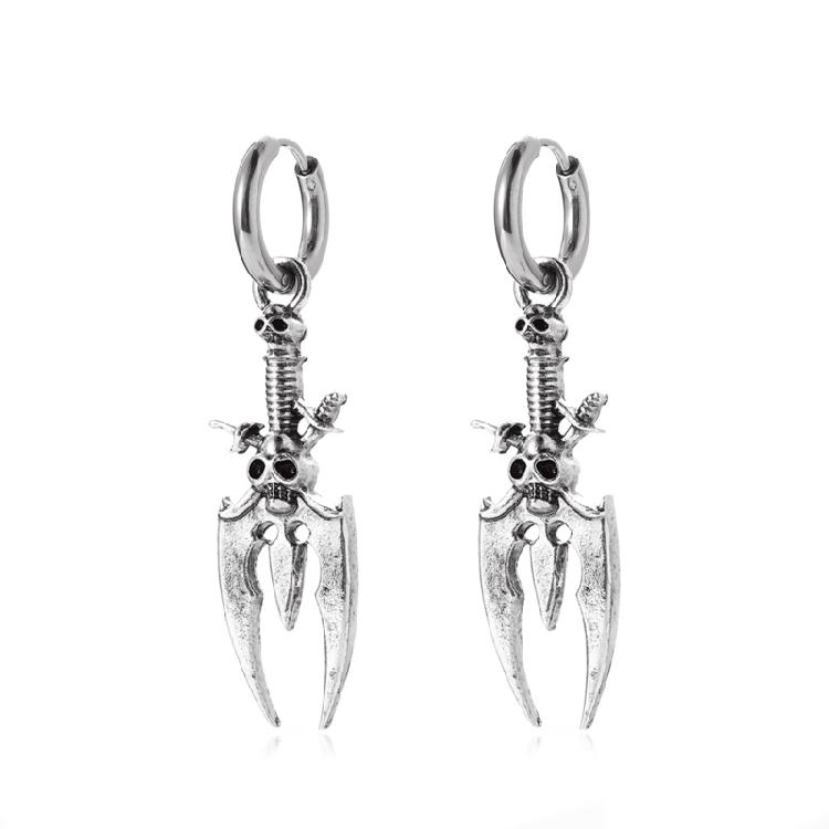 Шарнирные серьги-кольца Хьюги с подвеской в виде винтажного черепа, ювелирное изделие, подарок 1