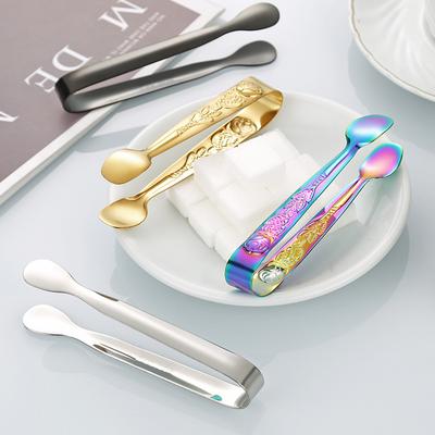5Pcs Mini Sugar Tongs Stainless Steel 4.3Inch Ice Cube Clips Foods BBQ Clips for Tea Party Coffee Bar