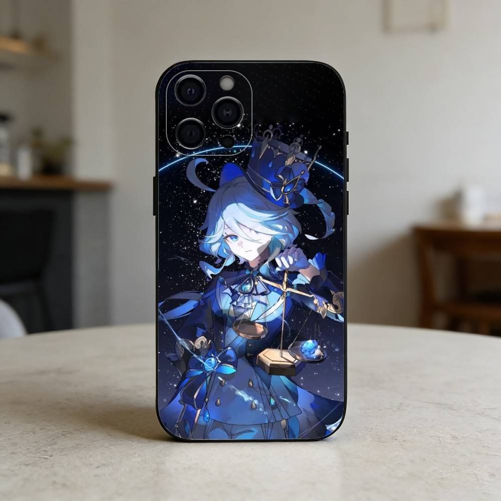 G-Genshin Impact F-Furina Phone Case For iPhone 17,16,15,14,13,12,11 Plus,Pro Max,SE4Soft Silicone Black Cover