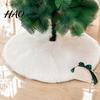 Elegant White Tree Skirt for Holiday Supplies 24/30/36 Inch Faux Fur Christmas Skirt, Soft Fluffy Plush Thickened Base Protector Cover Merry