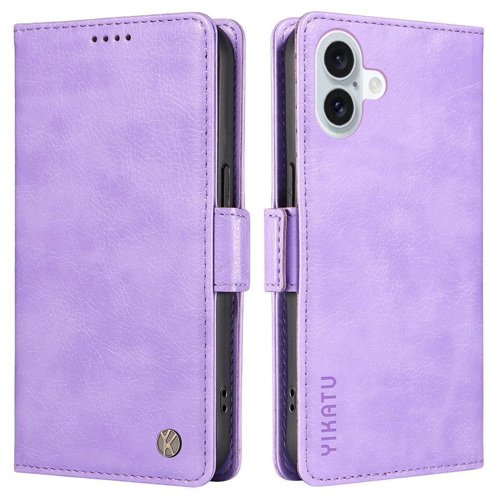 YIKATU YK-007 For iPhone 16 Plus Case Litchi Texture Wallet PU Leather Flip Phone Cover