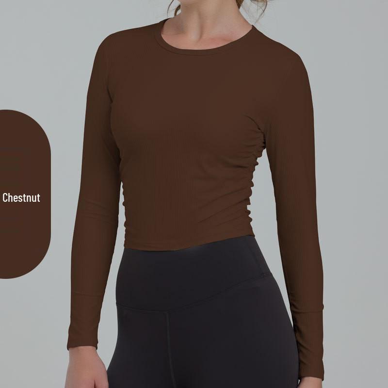 

Women s Ribbed Slim-Fit Long Sleeve Yoga T-Shirt - Autumn/Winter M