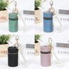 Simple Rhinestone Lipstick Bag Zipper with Keychain Coin Purse Mini Cylindrical Coin Bag