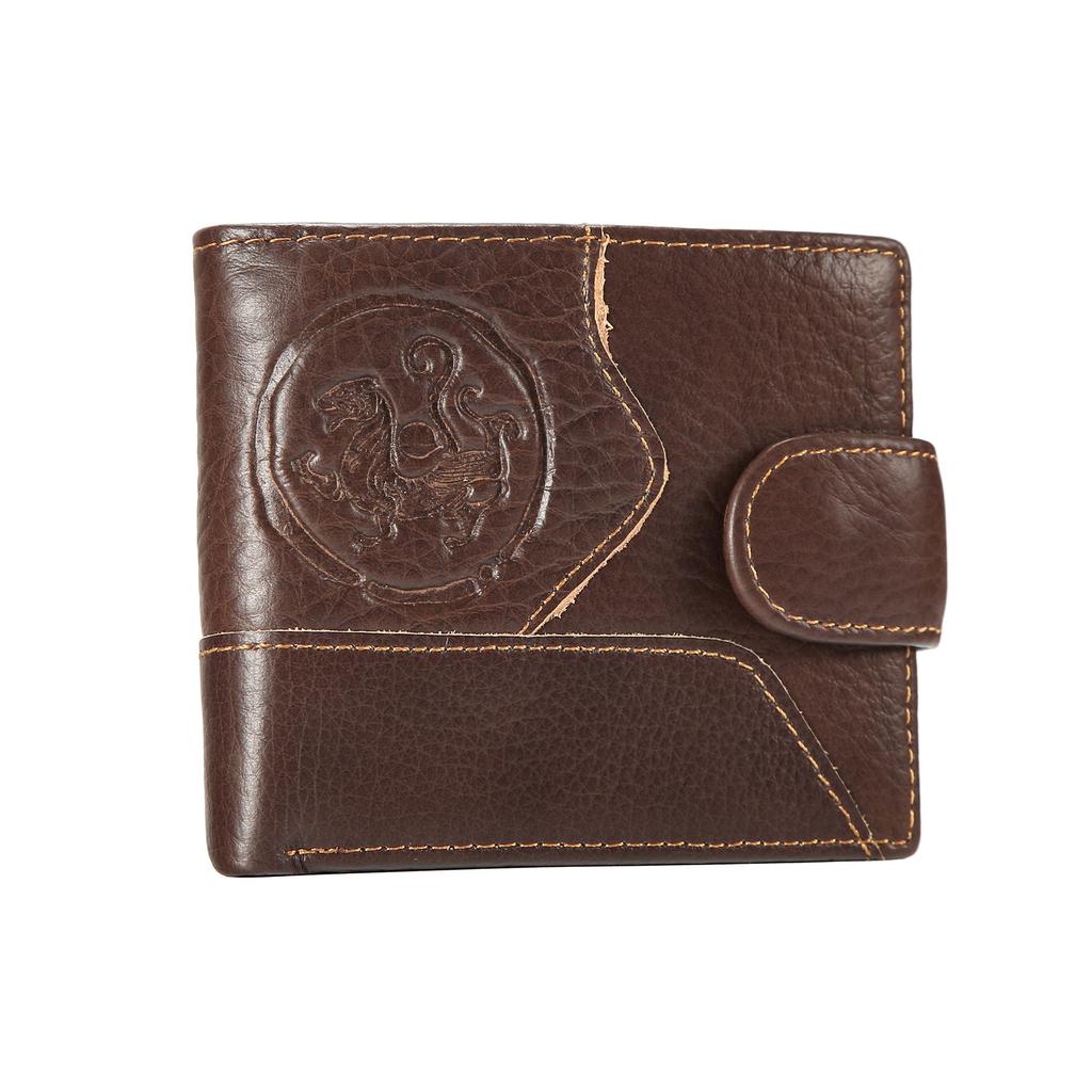 Vintage Echte Leder Herren Geldbörse Tiger Prägung Bifold Münzfach Retro Rindsleder Kartenhalter Große Kapazität Kurze Geldbörse