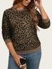 Plus Size Leopard Print Women's Sweatshirt - European & American Style, Round Neck, Long Sleeve Pullover Top