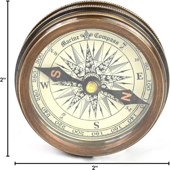 5.08 Cm  Compass Replica Brass Pocket Transit Compass - Robert Frost Poem