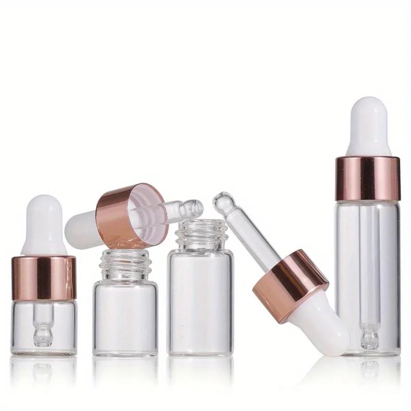 5 pezzi 1ml 2ml 3ml 5ml Flaconcini Contagocce in Vetro Trasparente Mini Piccoli con Contagocce a Occhio in Vetro per Oli Essenziali Campioni Viaggio