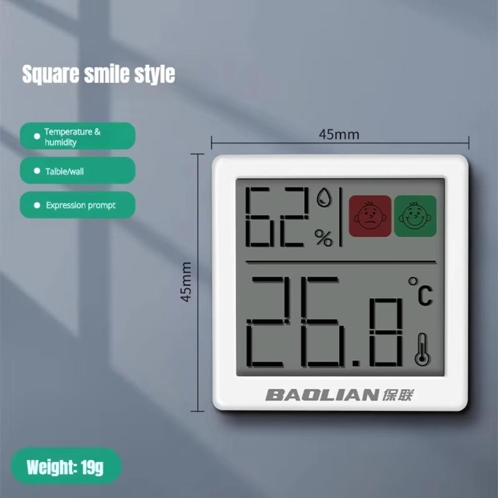 New White Indoor Thermometer Electronic Plastic Digital Clock Automatic Multifunction LCD Thermometer