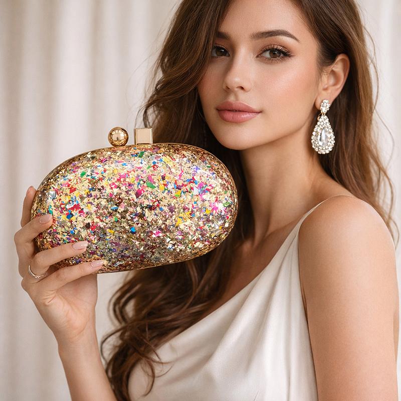Oval Pearlescent Clutch Shoulder Acrylic Crossbody Evening Bag Fashion Ladies Handbags Woman Luxury Famous Brands Purse New In