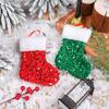 10Pcs Festival Gift Holders Fireplaces Decoration Sparkling Sequins Christmas Stockings with Plush White Rims Decors
