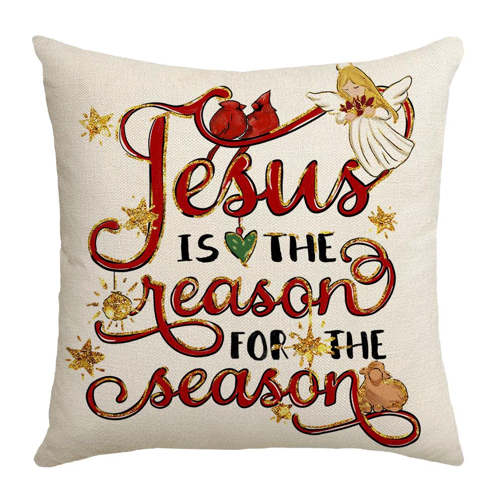 New Jesus Christmas Pillow Cover Home Atmosphere Decoration Sofa Cushion Letter Print Pillow Cushion