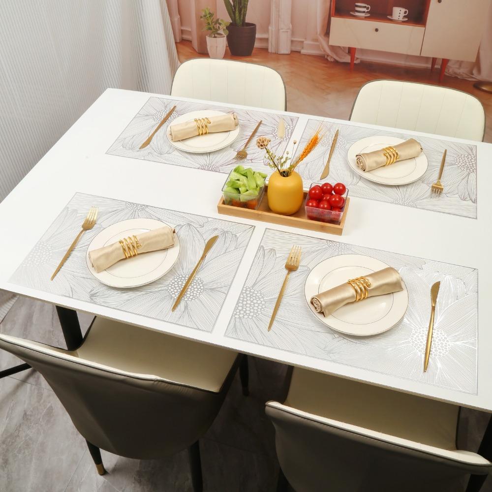PVC Meal Mat Rectangle Dinning Table Mat Light Luxury Drain Mat Home Hotel Decoration