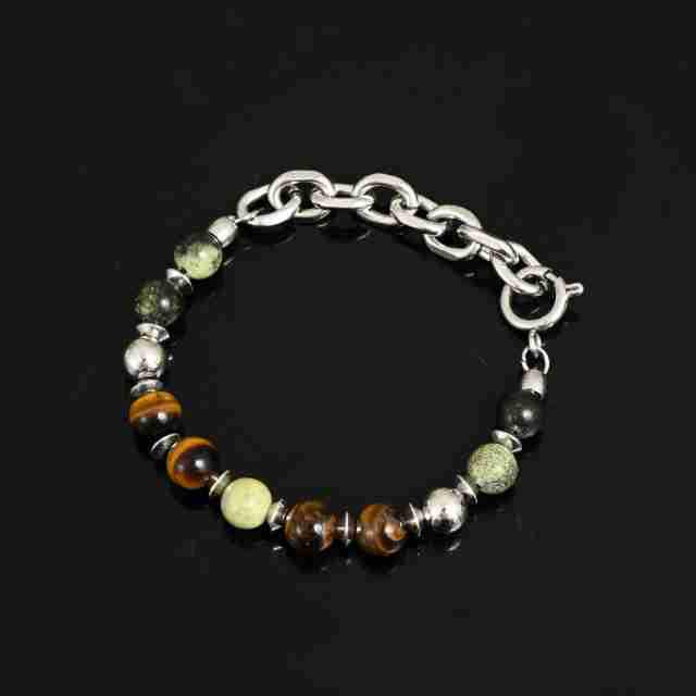 Unisex Retro Chinesisches Hip-Hop Armband aus Stein & Titanstahl - Nicht verblassend, Trendy, Vielseitiges Accessoire