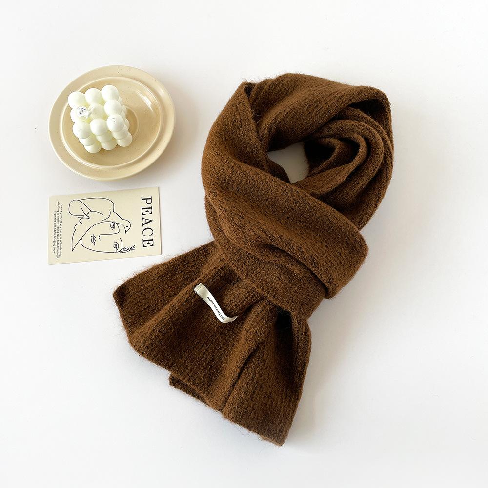 Winter small scarf women's autumn and winter new simple warm wool small scarf knitted scarf shawl