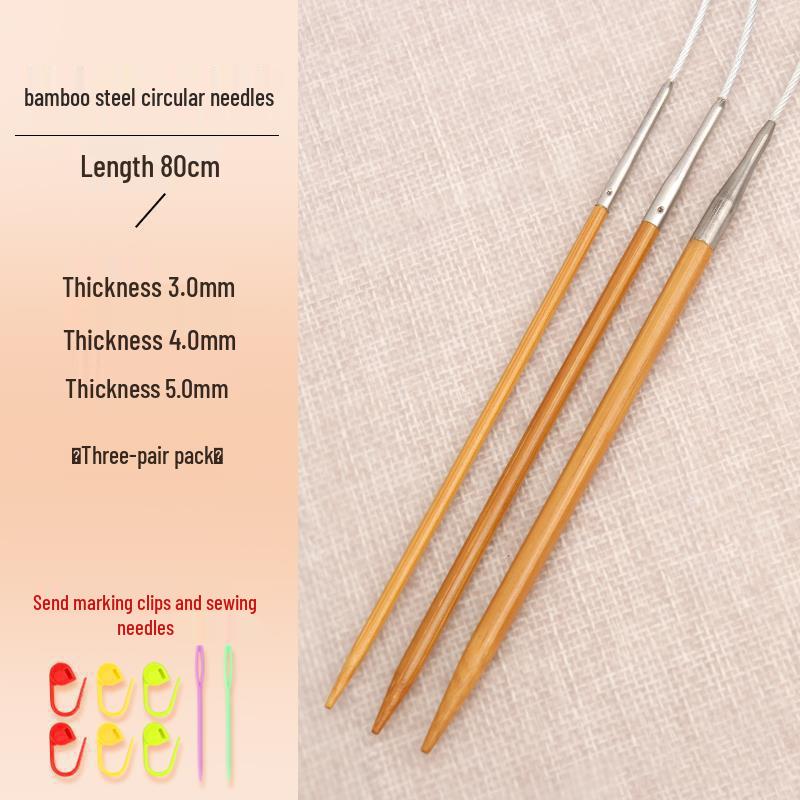 Circular Bamboo & Steel Knitting Needle Set for Hand Knitting Cowl & Cuff Projects